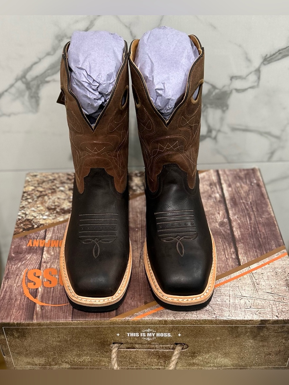 HOSS Spitfire Western Work Boots Brown Composite Toe EH 92040 Men’s 10D